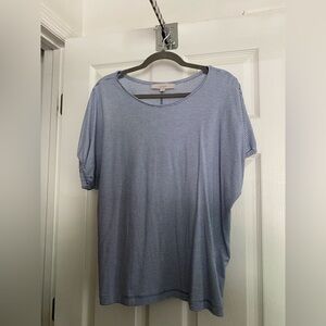 LOFT Blue Striped Top Medium